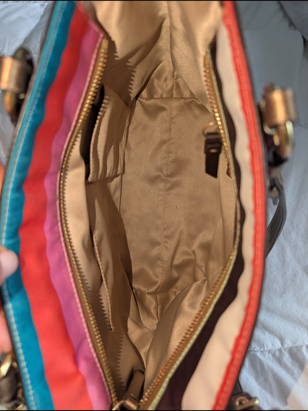 Coach Legacy Stripe Multicolored Sateen Tote with Metallic Leather Trim - Picture 6 of 9